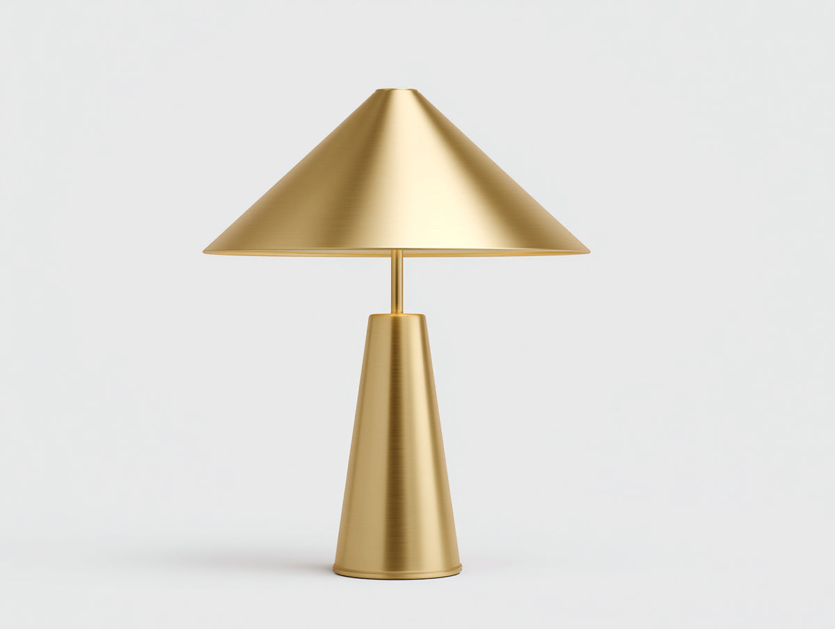 Lampe de bureau 48×48×62 cm - métal laiton doré - double cône pour chambre à coucher