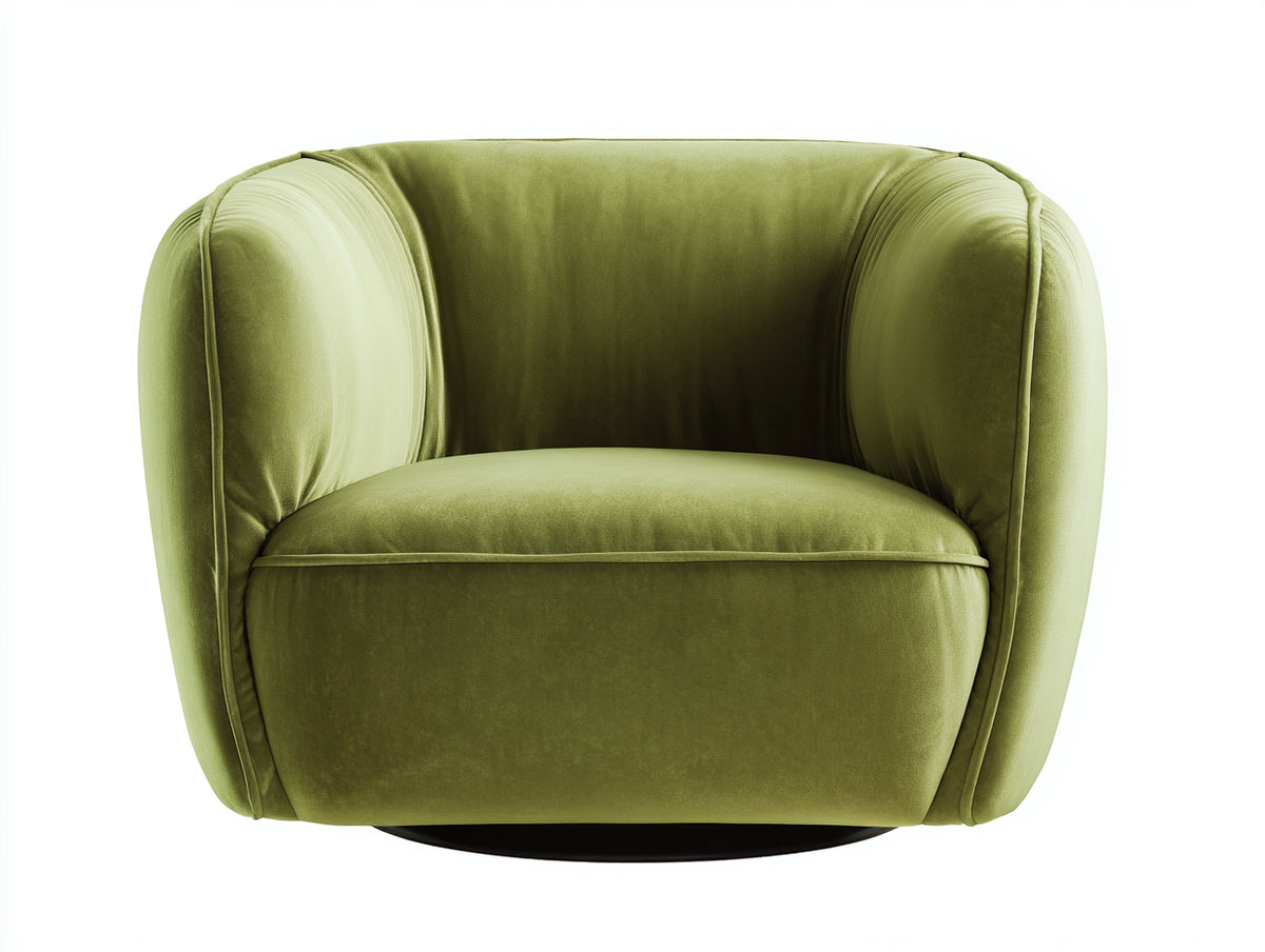 Fauteuil rembourré 92×88×78 cm - velours vert olive avec assise profonde et dossier enveloppant pour salon