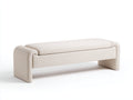 Tabouret banquette en tissu texturé 145×50×47 cm - beige clair avec assise rembourrée et structure enveloppante pour chambre à coucher