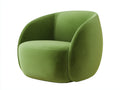 Fauteuil enveloppant 88×84×76 cm - velours vert olive - forme arrondie et assise basse pour salon