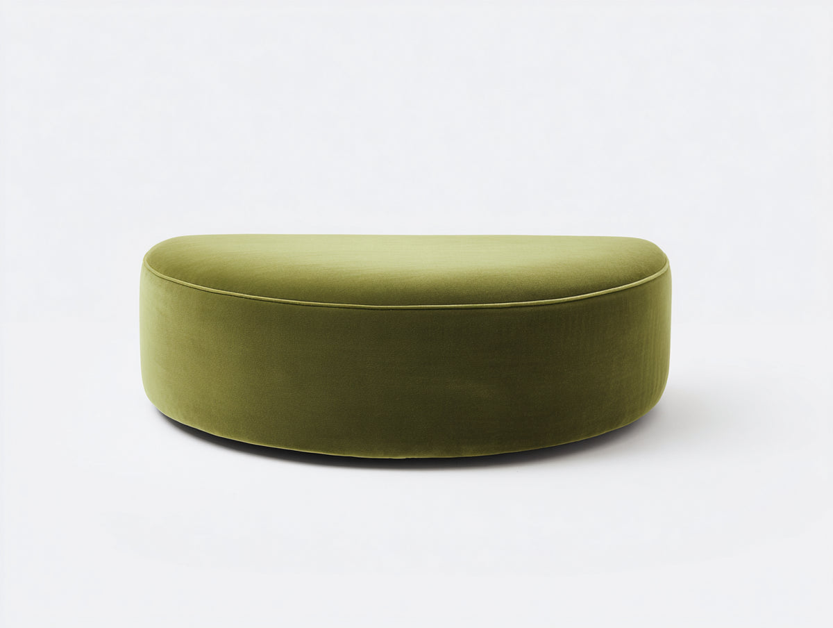 Tabouret ottoman en velours 110×70×42 cm - vert olive avec assise ovale rembourrée pour chambre à coucher