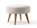 Tabouret rond 65×65×43 cm - tissu crème et bois clair - assise d'appoint pour chambre à coucher