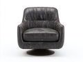 Fauteuil rembourré 88×84×82 cm - gris anthracite avec revêtement effet cuir et base ronde foncée pour salon