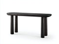 Console en chêne noir 150×38×78 cm - plateau arrondi et pieds cylindriques pour chambre