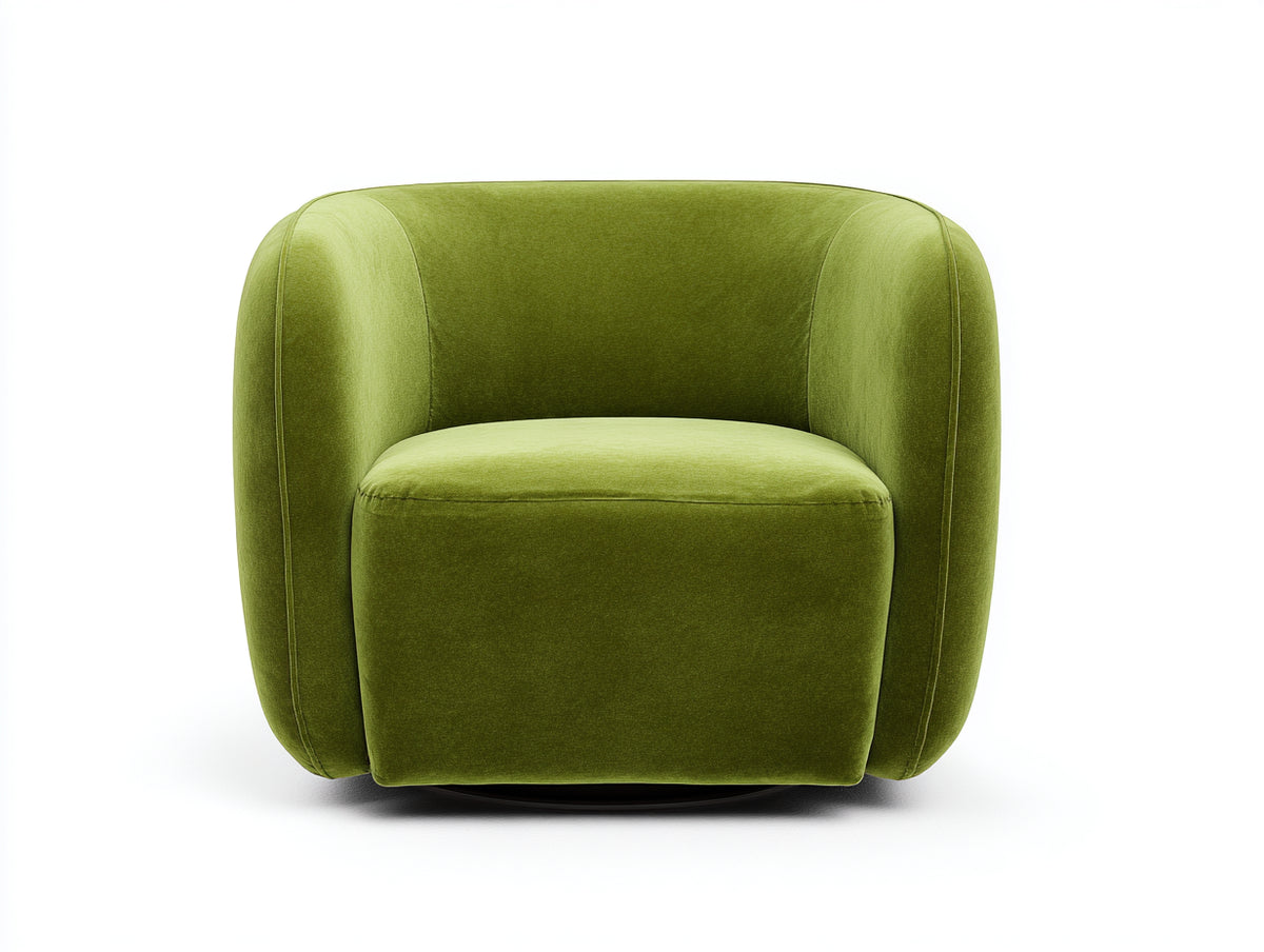 Fauteuil pivotant 86×80×74 cm - velours vert anis - dossier enveloppant pour salon