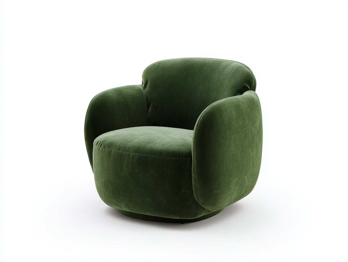 Fauteuil pivotant 84×82×79 cm - velours vert forêt - accoudoirs bombés pour salon