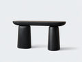Console en bois noir 160×42×78 cm - noir avec plateau arrondi et deux pieds massifs pour chambre à coucher