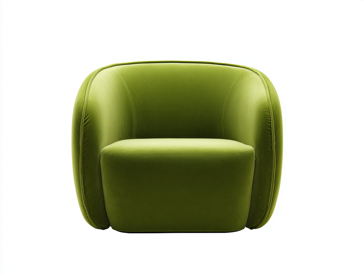 Fauteuil club 86×82×74 cm - velours vert anis - dossier courbe et accoudoirs intégrés pour salon