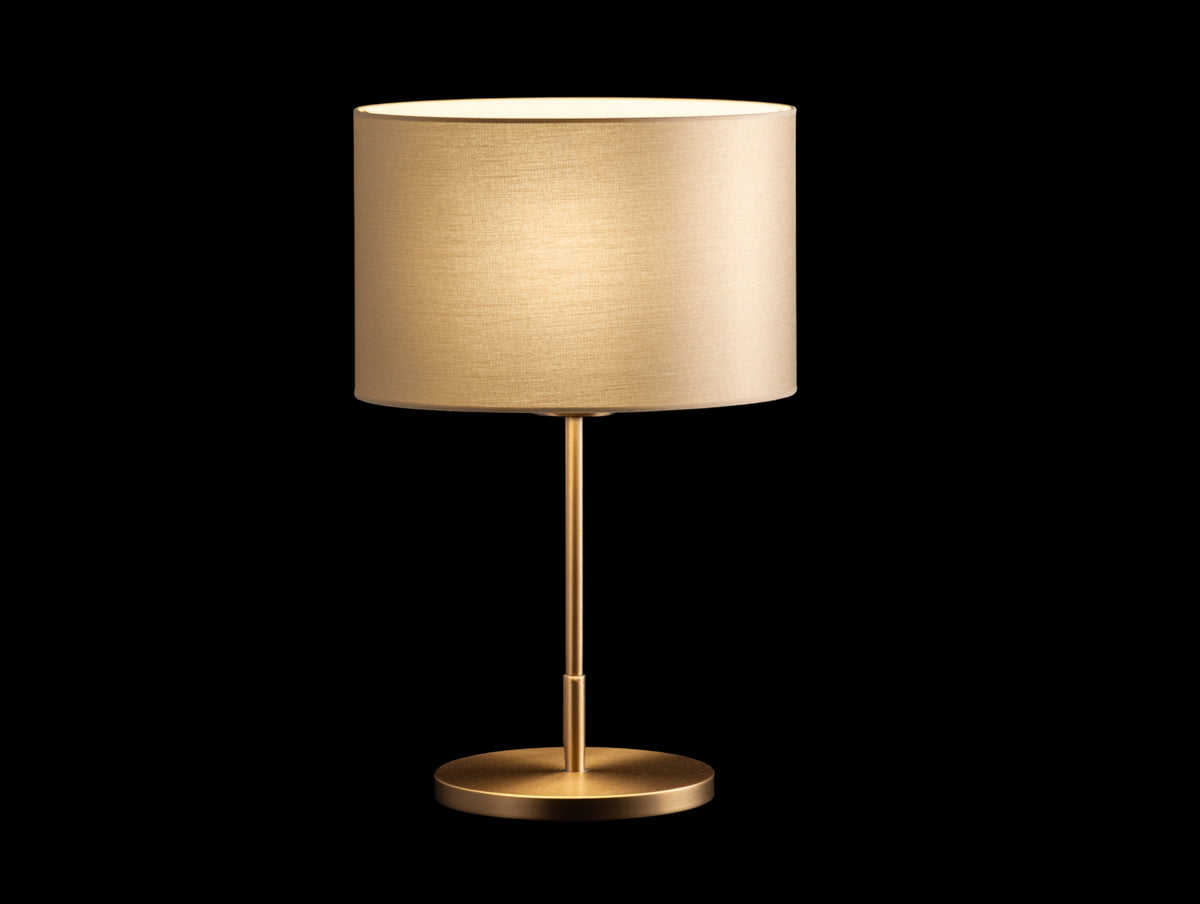 Lampe De Bureau en métal et tissu 28×28×47 cm - or clair beige avec abat-jour cylindrique et pied rond pour chambre à coucher