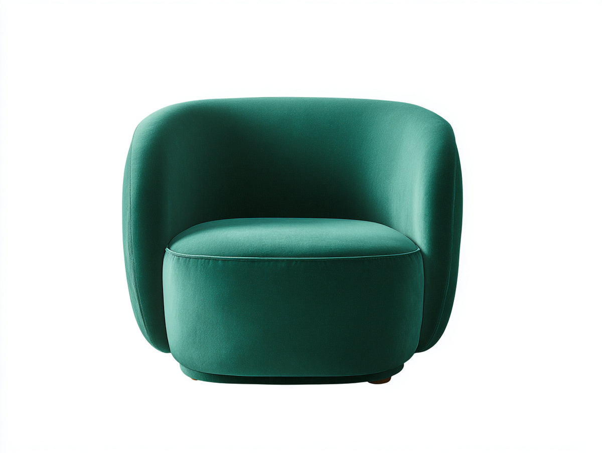 Fauteuil en velours 82×78×76 cm - vert émeraude - dossier enveloppant et assise bombée pour salon