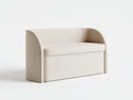 Tabouret banquette en tissu 130×52×67 cm - beige clair avec assise rembourrée et dossier courbé pour chambre à coucher