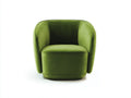 Fauteuil compact 76×74×78 cm - velours vert mousse avec dossier arrondi et accoudoirs intégrés pour salon