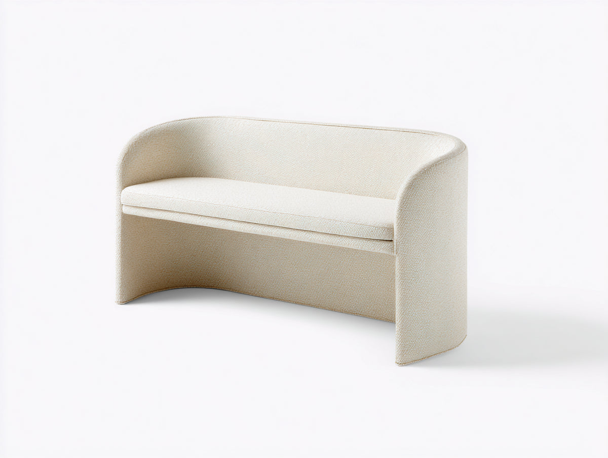 Tabouret banquette 120×48×72 cm - tissu crème - dossier courbe et coffre caché pour chambre à coucher