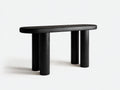 Console 142×38×78 cm - chêne noir - plateau oblong et pieds cylindriques pour chambre à coucher