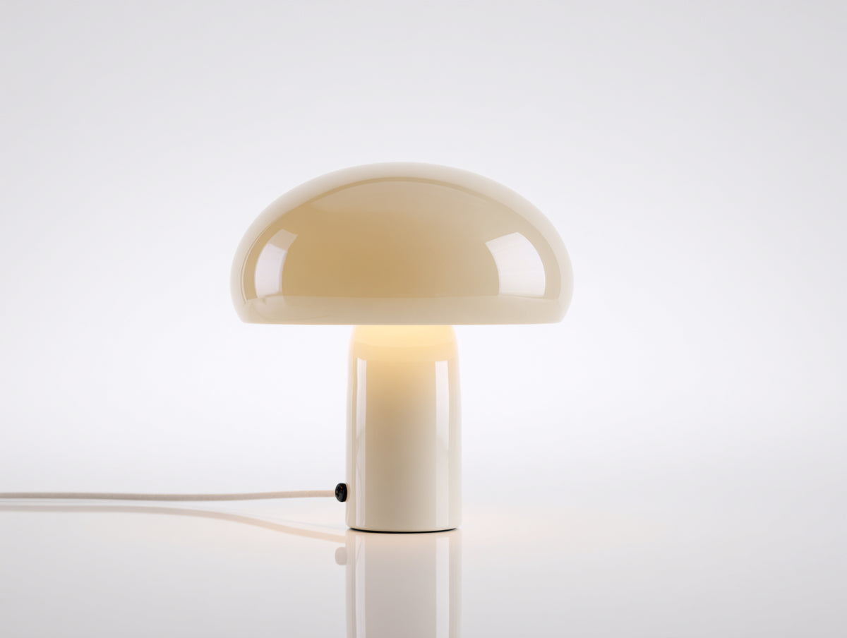 Lampe de bureau champignon 34×34×43 cm - verre beige clair - abat-jour bombé pour chambre à coucher